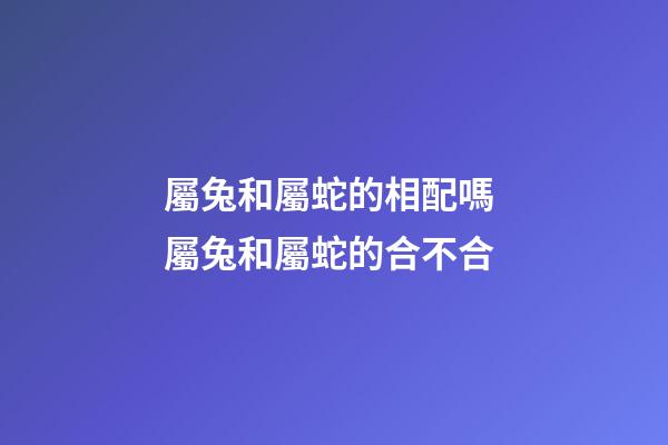 屬兔和屬蛇的相配嗎 屬兔和屬蛇的合不合-第1張-觀點(diǎn)-玄機(jī)派